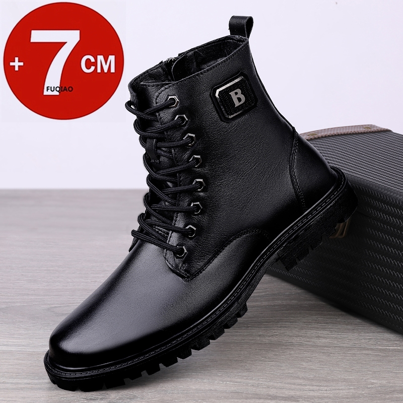 Men Shoes Boss - 남성용 천연 가죽 키높이 부츠 겨울용