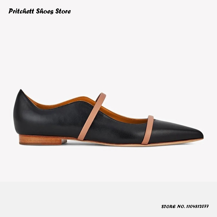 Men Shoes Casual - 여성용 듀얼 스트랩 가죽 발레 플랫