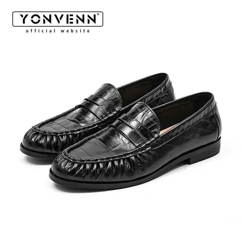 Men Shoes Boss - 진주빛 가죽 장어껍질 소재의 남성용 주름