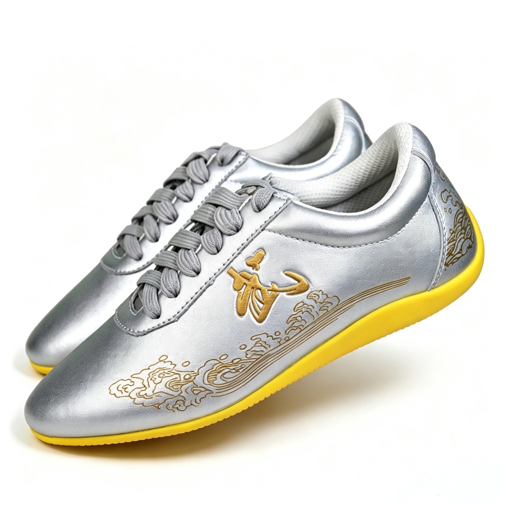 Men Shoes Yellow - 광택이 나는 정품 가죽 쿵푸 신발
