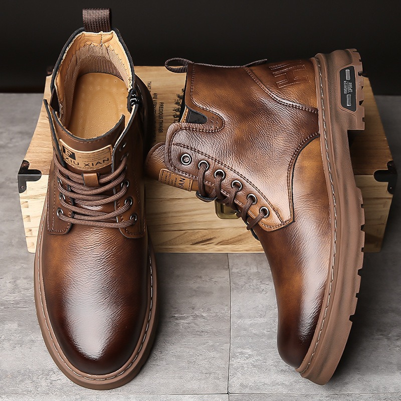 2025년 신상 가을 겨울 남성 부츠 청년 하이탑 캐주 - Men Shoes Yellow 리뷰 및 가격