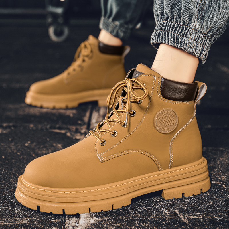 남성용 하이 탑 부츠 사계절 야외 작업 신발 미끄럼 방 - Men Shoes Yellow 리뷰 및 가격