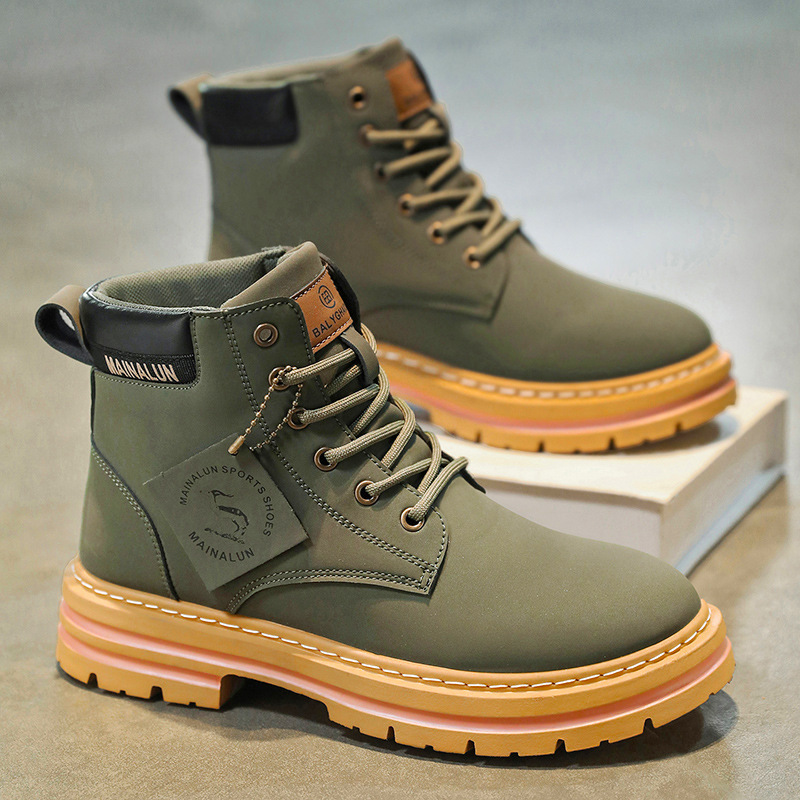 클래식 남성 하이탑 부츠 고품질 노란 가죽 부츠 패션  - Men Shoes Yellow 리뷰 및 가격