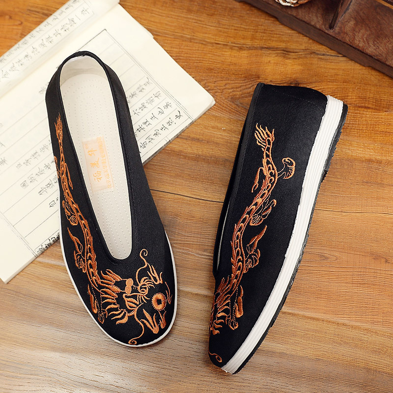 빈티지 중국어 쿵푸 신발 오래된 베이징 통기성 자수 레 - Men Shoes Yellow 리뷰 및 가격