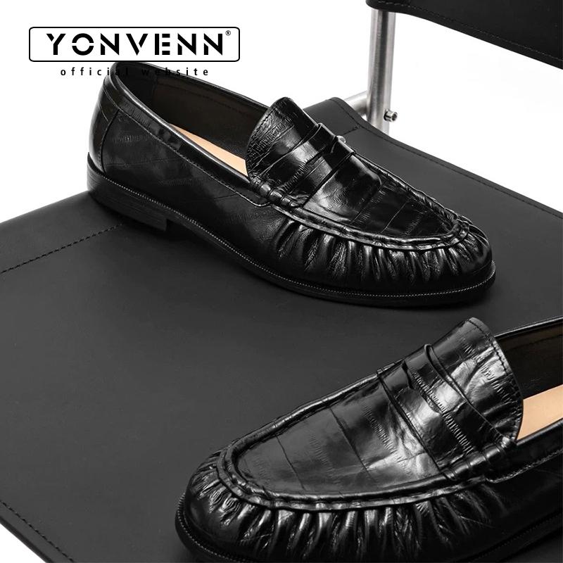 진주빛 가죽 장어껍질 소재의 남성용 주름 플랫 바닥 슬 - Men Shoes Boss 리뷰 및 가격