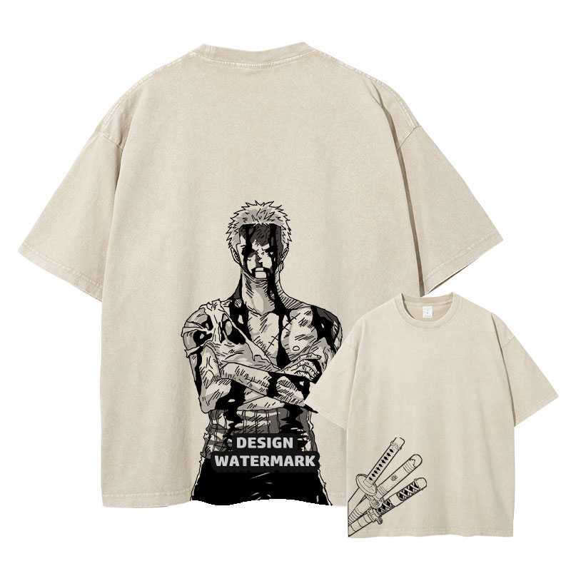 로로노아 조로 티셔츠 애니메이션 원피스 빈티지 워싱 티 - Men'S Shoes Xl 리뷰 및 가격