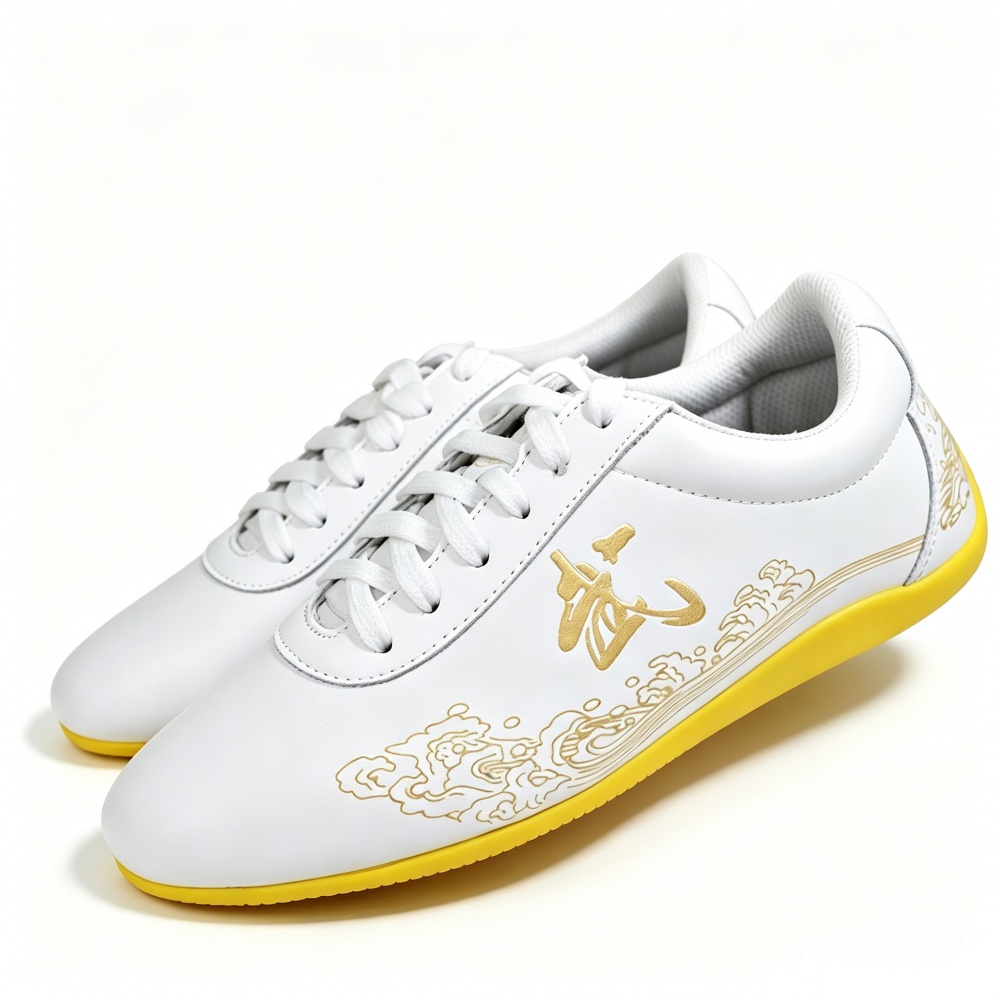 정품 가죽 태극권 신발 우 캐릭터 우슈 스니커즈 부드러 - Men Shoes Yellow 리뷰 및 가격