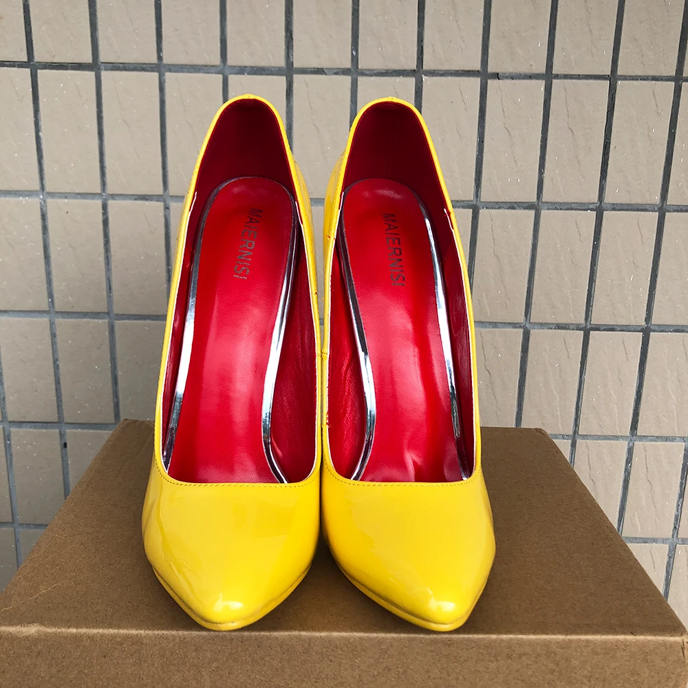 새로운 16cm 초고층 메탈 힐 섹시한 뾰족코 스틸레토 - Men Shoes Yellow 리뷰 및 가격