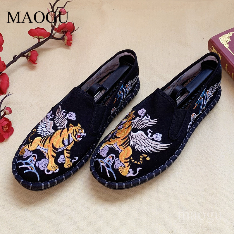 유니섹스 중국 스타일 자수 슬립온 신발 드래곤 타이거  - Men Shoes Loafers 리뷰 및 가격